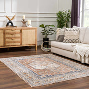 Gael Rust Flat Pile Washable Rug
