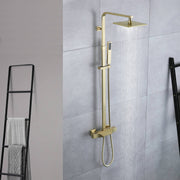 Luxurious Brushed Gold Or Matte black Wall-Mounted Thermostatic Rain Exposed Shower Set with Tub Spout