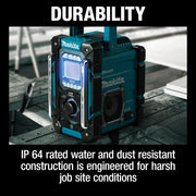 Makita XRM10 18V LXT/12V max CXT Lithium-Ion Cordless Bluetooth Job Site Charger/Radio