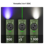 OLIGHT ARKFELDPRO3RODGV3 Arkfeld Pro Flat EDC Flashlight with LED Light UV and Laser - OD Green
