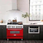 ZLINE 36" Professional Dual Fuel Range, Red Matte Door, RA-RM-36