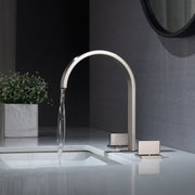Chrome waterfall three holes two handle bathroom basin faucet with pop up overflow brass drain