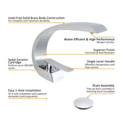 Chrome Bathroom Sink Faucet Single Handle Single Hole Lavatory Faucet with overflow pop up drain