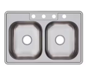 Elkay Dayton Signature Series 33" Double Bowl Drop-In Kitchen Sink, 22-Gauge Stainless – Sink Only
