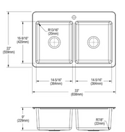 Elkay Avenue 33 in. Drop-In/Undermount Double Bowl 18-Gauge Stainless Steel Kitchen Sink with Accessories