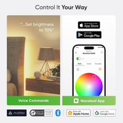 Nanoleaf Essentials Matter A19 Smart Bulb – Color & Tunable White, 60W Equivalent (3-Pack)