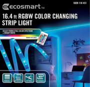 EcoSmart 16.4 ft. RGBW Color-Changing Dimmable Linkable Plug-In LED Strip Light with Remote