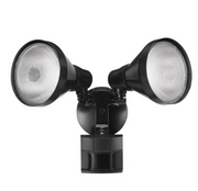Defiant 180° Black Motion Sensor Wired Outdoor 2-Head Dusk-to-Dawn Security Flood Light