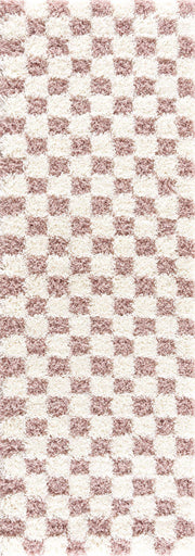 Atira Pink Checkered Shag Rug