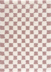 Atira Pink Checkered Shag Rug