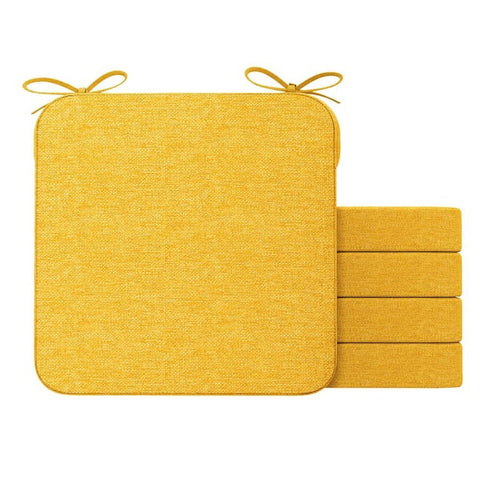 16 in. x 17 in. Square Indoor Seat Cushion Dining Chair Cushion in Yellow (4-Pack)