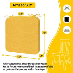 16 in. x 17 in. Square Indoor Seat Cushion Dining Chair Cushion in Yellow (4-Pack)