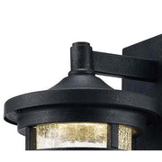 Westbury 8.5 in. Aged Iron Small LED Outdoor Wall Light Fixture Sconce with Clear Crackled Glass
