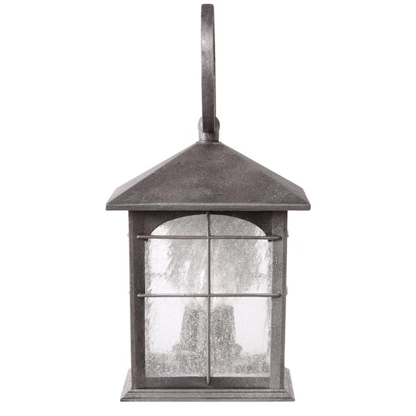 Brimfield 17.5 in. Aged Iron 3-Light Line Voltage Outdoor Wall Light Sconce with No Bulbs Included