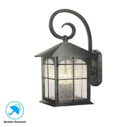 Brimfield 17.5 in. Aged Iron 3-Light Line Voltage Outdoor Wall Light Sconce with No Bulbs Included
