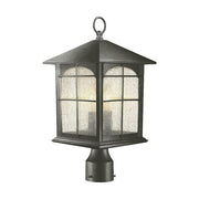 Brimfield 3-Light Aged Iron Steel Line Voltage Outdoor Weather Resistant Post Light with No Bulb Included