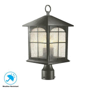Brimfield 3-Light Aged Iron Steel Line Voltage Outdoor Weather Resistant Post Light with No Bulb Included