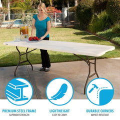 8 ft. Fold-in-Half Table Almond