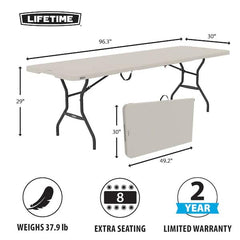 8 ft. Fold-in-Half Table Almond
