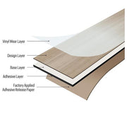 Almond Oak 3 MIL x 6 in. W x 36 in. L Peel and Stick Water Resistant Vinyl Tile Flooring 36 sq. ft./CTN