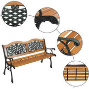 49.5 in. W 3-Person Cast Iron Outdoor Metal Patio Bench, Weatherproof Porch Path Chair