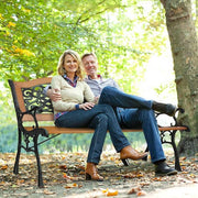 49.5 in. W 3-Person Cast Iron Outdoor Metal Patio Bench, Weatherproof Porch Path Chair
