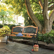 49.5 in. W 3-Person Cast Iron Outdoor Metal Patio Bench, Weatherproof Porch Path Chair