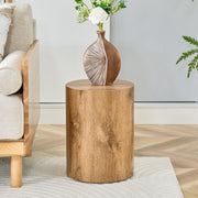 Modern Minimalist Set of Two Wood color Cylinder Coffee Tables