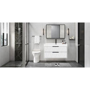 30 in. W x 18.1 in. D x 18.1 in. H Single Sink Bath Vanity in White with White Ceramic Top and Drain Faucet Set