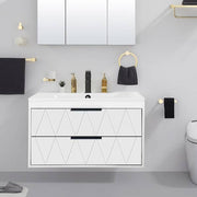 30 in. W x 18.1 in. D x 18.1 in. H Single Sink Bath Vanity in White with White Ceramic Top and Drain Faucet Set
