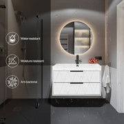 30 in. W x 18.1 in. D x 18.1 in. H Single Sink Bath Vanity in White with White Ceramic Top and Drain Faucet Set