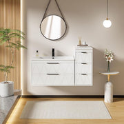 30 in. W x 18.1 in. D x 18.1 in. H Single Sink Bath Vanity in White with White Ceramic Top and Drain Faucet Set