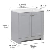 31 in. Single Sink Pearl Gray Bath Vanity with White Cultured Marble Top (Assembled)