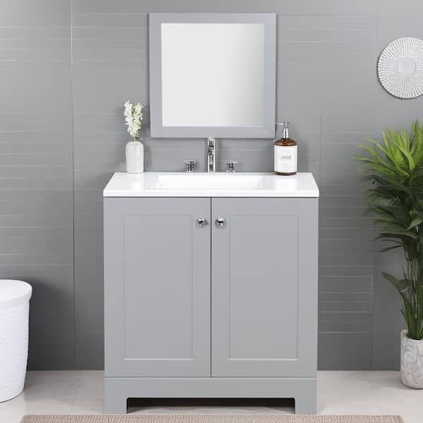 31 in. Single Sink Pearl Gray Bath Vanity with White Cultured Marble Top (Assembled)