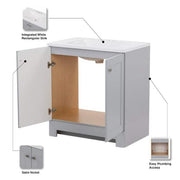 31 in. Single Sink Pearl Gray Bath Vanity with White Cultured Marble Top (Assembled)