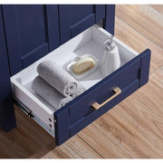 24 in. W x 18 in. D x 32in. H Modern Freestanding Single Bathroom Vanity in Dark Blue with White Ceramic Top Single Sink