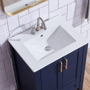 24 in. W x 18 in. D x 32in. H Modern Freestanding Single Bathroom Vanity in Dark Blue with White Ceramic Top Single Sink