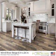 Wind River Beige 6 in. x 24 in. Porcelain Floor and Wall Tile (14 sq. ft./case)