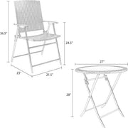 3-Piece Folding Wicker Outdoor Bistro Set