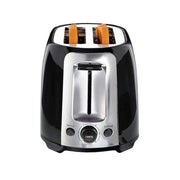 2 Slice Wide Slot Black Toaster, Reheat Defrost Function, 6 Browning Settings, Drop Down Crumb Tray