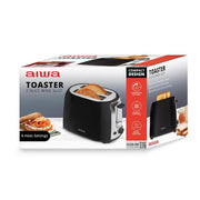 2 Slice Wide Slot Black Toaster, Reheat Defrost Function, 6 Browning Settings, Drop Down Crumb Tray