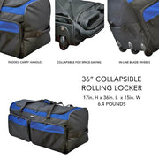36 in. Tri-Fold Rolling Duffel Bag with 3-Blade Wheels and Folding Base