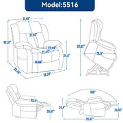 Black Genuine Leather Power Lift Recliner Chair Dual Motor Recliner with 8-Point Vibration Massage, Lumbar Heating