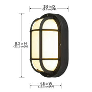 8.3 in. Black Integrated LED Outdoor Bulkhead Light with CCT Adjustable White Light from 3000K, 4000K, 5000K