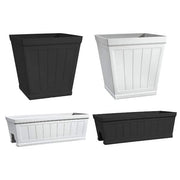 Hanover 27 in. Black Beadboard Resin Deck Rail Planter