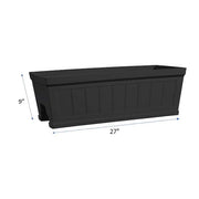 Hanover 27 in. Black Beadboard Resin Deck Rail Planter