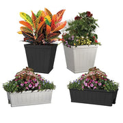Hanover 27 in. Black Beadboard Resin Deck Rail Planter