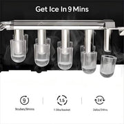 9.37 in. 26 lbs. Bullet Ice Clear Ice Countertop Ice Maker, 2 Ice Cube Sizes Available, Automatic Cleaning in Black