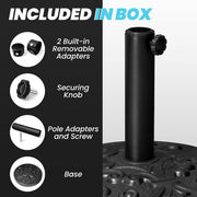 30 lbs. Round Cement Patio Umbrella Base in Black