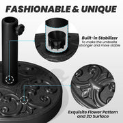 30 lbs. Round Cement Patio Umbrella Base in Black